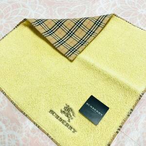 【人気柄】新品/BURBERRY/タオルハンカチ/正規品/バーバリー/綿100%/未使用/即決あり/匿名発送/ノバチェック/ハンドタオル/Y/黄色/レア/58