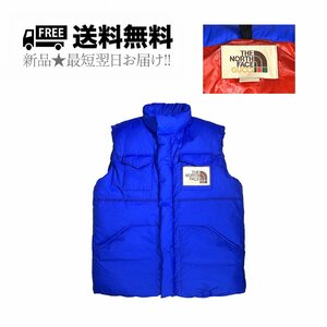 K392-S.. GUCCI × THE NORTH FACE グッチ ノースフェイス ダウン ベスト コラボ メンズ ★ 4316 ブルー