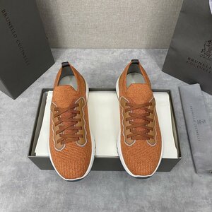 Brunello Cucinelli スニーカー　靴　ニット メッシュ　 メンズ　カジュアル　サイズ選択可能　 オレンジ