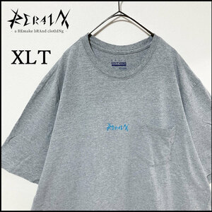 メンズ服ロゴ刺繍半袖TシャツXL　古着屋 ブランド　グレー　ストリート系　丸首　ワンポイント　シンプル　おしゃれ　トップス　丸首