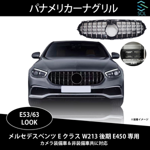 ベンツ Eクラス W213 後期 E450専用 GTスタイル パナメリカーナグリル ブラック＆クロームフィン ディストロニック カメラ装備 有 無 対応