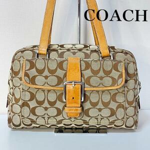 ■美品■ COACH コーチ レザー ショルダーバッグ ベージュ 肩掛け可能