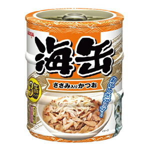 （まとめ買い）アイシア 海缶ミニ3P ささみ入りかつお 180g(60g×3缶) 猫用フード 〔×12〕