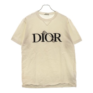 DIOR ディオール 20AW Dior and Judy Blame Tee ロゴ刺繍 クルーネック コットン 半袖Tシャツ カットソー ホワイト 043J625B0554