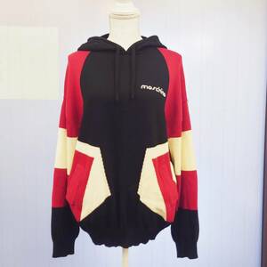 美品★MOSCHINO COUTURE!◆ニットパーカー I38 Mサイズ 長袖 赤黒白 モスキーノ・クチュール 秋 冬