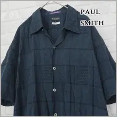 希少【90年代 paul smith】マルチウーブン パッチワーク/半袖 シャツ