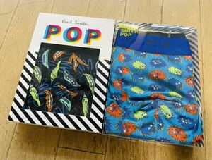 即決！ポールスミス！PAUL SMITH POP LOWRISE BOXER ローライズボクサー 2枚組 L 唐辛子柄黒&もふもふした生き物？柄サックス