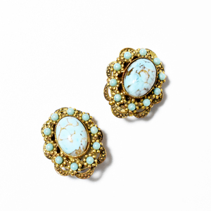 Vintage MAIDE IN GERMANY 1950′s　turquoise style earrings