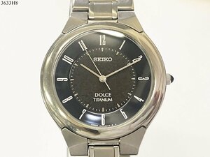 ★稼働品◎ SEIKO セイコー Dolce ドルチェ チタン 8J41-6180 クォーツ 3針 メンズ 腕時計 電池交換済 3633H8-15