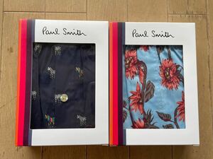 即決！ポールスミス！PAUL SMITH 布帛トランクス 2枚組 縞馬柄 ネイビー&向日葵柄 サックスL