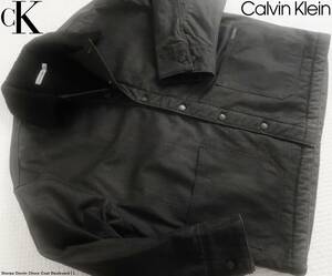 新品★カルバンクライン★オーバーサイズ★ブラック デニム カバーオール ジャケット★ボア付 黒 L★CK Calvin Klein★727