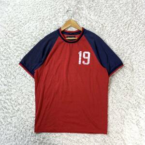 Abercrombie&Fitch アバクロンビー&フィッチ 半袖Tシャツ レッド ネイビー コットン 綿 L YA4067