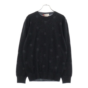 Alexander McQueen アレキサンダーマックイーン Embroidered Wool Sweater エンブロイ 総柄クルーネックニットセーター ブラック 603247