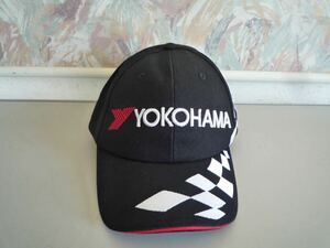 I072206 ヨコハマ YOKOHAMA ヨコハマタイヤ キャップ チェッカーフラッグ柄 ブラック