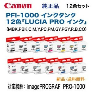 【12色セット】 Canon／キヤノン PFI-1000 インクタンク 純正品 新品 （LUCIA PRO インク）