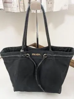 PRADA プラダ ロゴ ハンドバッグ  ブラック  レディース