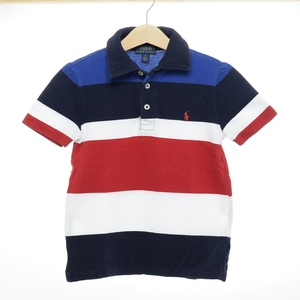 〇488213 POLO RALPH LAUREN ポロラルフローレン ○半袖ポロシャツ 鹿の子ワイドボーダー サイズ120 キッズ 子ども 男の子 インド製