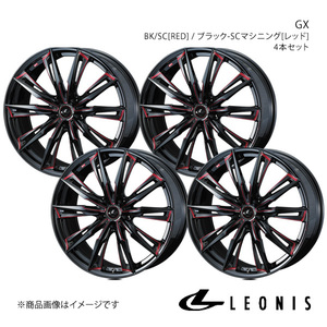 LEONIS/GX ランサーエボリューション10 CZ4A アルミホイール4本セット【18×8.0J5-114.3 INSET42 BK/SC[RED]】0039378×4