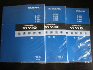 絶版品・未開封★ヴィヴィオVIVIO 整備解説書上・中・下3冊 1992年3月（絶版・青色表紙）