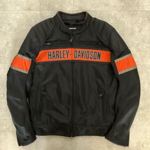 ●美品【春夏仕様】HARLEY DAVIDSON ハーレーダビッドソン メッシュ レーシングジャケット/ライダース/size(L)/黒/メンズ/バイク