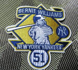 金紺BW51NY■新品MLBニューヨークヤンキースNew York Yankeesバーニー・ウィリアムスBernie Williams＃51野球ベースボール刺繍ワッペン激渋
