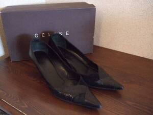 CELINE黒異素材組合せパンプス（USED）50114MP