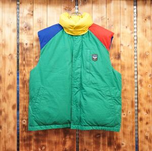 80s90s ralphlauren ユニバッヂ　マルチカラー　ダウンベスト　S/ラルフローレン