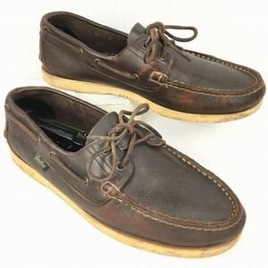 試着OK！Paraboot/パラブーツ　サイズ27.0-28.0程度　デッキシューズ/レザーシューズ　ダークブラウン/焦げ茶　管NO.WZD-189