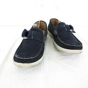 ワンダーシューズ WANDER SHOES デッキシューズ 靴 レザー 紺 ネイビー 42 *T292 メンズ