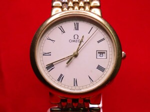 ■♪価格高騰! 資産価値！ 稼働 電池新品 メンズ ビンテージ 高級超レア！ OMEGA オメガ Deville デビル デートクオーツ フルオリジナル