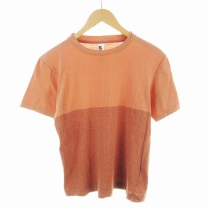 マーガレットハウエル MHL. Tシャツ カットソー 半袖 バイカラー ルーズネック シンプル M 茶 ブラウン 596-166464 /MM メンズ