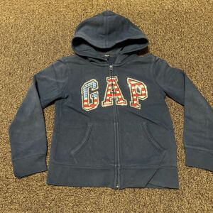 △GAP KIDS ジップパーカー 130 紺色 裏起毛 スパンコール付きスウェットパーカー