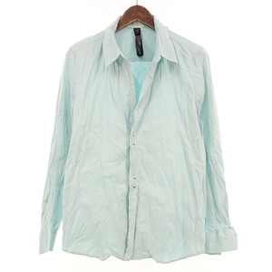 【PRICE DOWN】WJK linen hook shirt リネン フック シワ 加工 長袖 シャツ ブルー サイズ メンズS