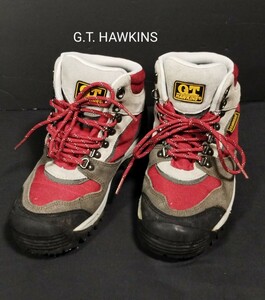 ★美品 G.T. HAWKINS ホーキンス メンズ レディース 耐水性 GT-9671 5 27cm 登山靴 トレッキング シューズ レッド グレー系 靴 男女兼用