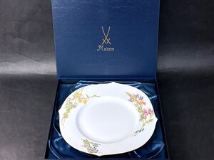 未使用　Meissen　マイセン　大皿　直径約28㎝　花柄　箱付き③