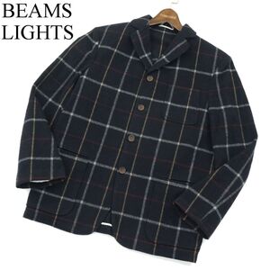 山下マヌー × BEAMS LIGHTS × HARRYTOIT ビームス別注★ 秋冬 ウール チェック モッサー ジャケット Sz.L　メンズ 日本製　A3T15517_C#N