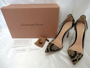 [fns] Gianvito Rossi ジャンビト ロッシ RONNIE PLEXI スタッズ ヒール パンプス レディース 38 1/2 21786