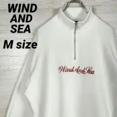 WINDANDSEA ハーフジップ スウェット 刺繍ロゴ 白 M ストリート