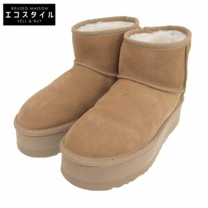 美品 UGG アグ クラシックミニ プラットフォーム ムートンブーツ シューズ レディース ブラウン 24cm 1134991