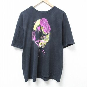 XL/古着 半袖 Tシャツ メンズ ABSTRAXX 大きいサイズ コットン クルーネック 黒 ブラック 24may22 中古