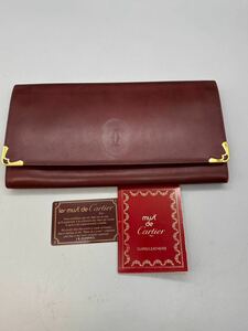 Y03047　　Cartier カルティエ マストライン レザー クラッチバッグ セカンドバッグ ゴールド金具