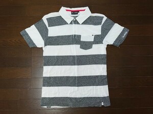 ★ BILLABONG ビラボン 半袖ポロシャツ XL サイズ X-LARGE グレー／白 ボーダー ★