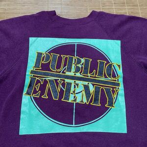 90s USA製 PUBLIC ENEMY パブリックエナミー スウェット シャツ　トレーナー マルーン エンジ M hanes ボディ ビンテージ オールド