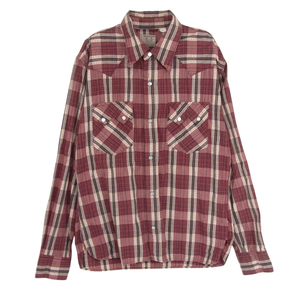 THE FLAT HEAD ザフラットヘッド CW-42W JAQUARD WESTERN SHIRT ジャガード ウエスタン 長袖 シャツ レッド系 40【中古】