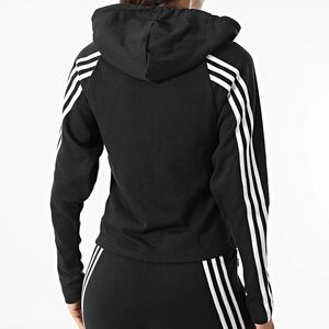 ★アディダス ADIDAS 新品 レディース 人気ライン 裏毛 トラックスーツ パーカー ジャケット 上下セット 黒 [SETH67030-S] 五 零★QWER★