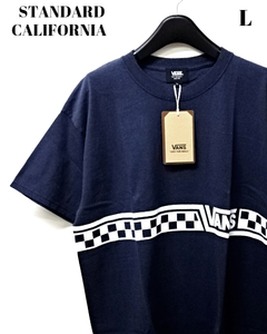 L 新品【STANDARD CALIFORNIA VANS x SD CHECKER LOGO Tee NAVY バンズ x スタンダードカリフォルニア Tシャツ チェッカー ロゴ ネイビー】