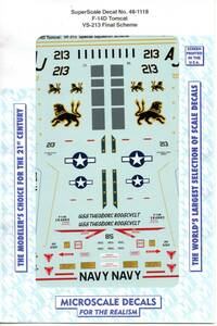 1/48 Superscale スーパースケールデカール 48-1118 F-14D Tomcat, VF-213 Final Scheme