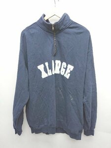 ◇ XLARGE エクストララージ ハーフジップ アーチロゴ プルオーバ 長袖 トレーナー サイズL ネイビー メンズ P