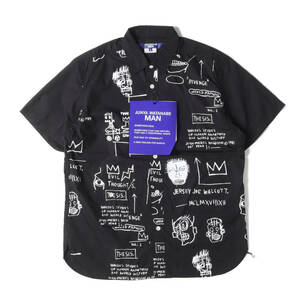 新品 JUNYA WATANABE MAN COMME des GARCONS 23SS Jean Michel Basquiat アート グラフィック ボタンダウン 半袖 ワークシャツ ブラック S