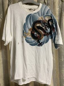 絡繰魂 和柄 半袖Tシャツ 鳳凰に龍神刺繍　KARAKURI　XLサイズ　未使用